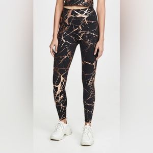 Beyond Yoga Black Rose Gold Splatter Yoga Leggings